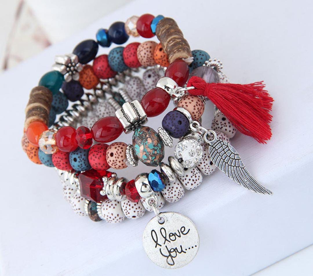Multicolor Charm Beads Wrap Bracelets, Creative Turquoise Beads Bracelet, Alloy Pendant Beads Bohemian Bracelets, Lava Stone Wristband, Multilayer Stacking Bracelet Multicolor Charm Beads Wrap Bracelets, Creative Turquoise Beads Bracelet, Alloy Pendant Beads Bohemian Bracelets, Lava Stone Wristband, Multilayer Stacking Bracelet